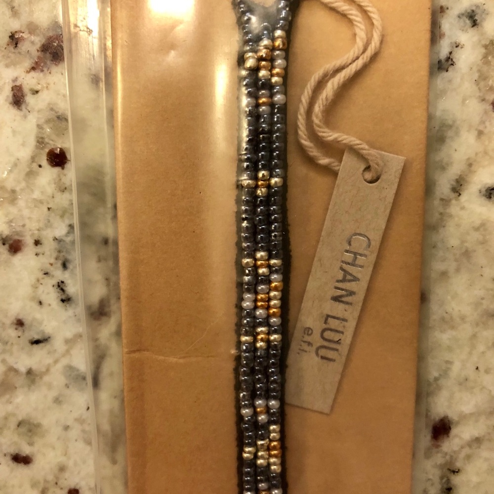 CHAN LUU seeded and beaded leather bracelet